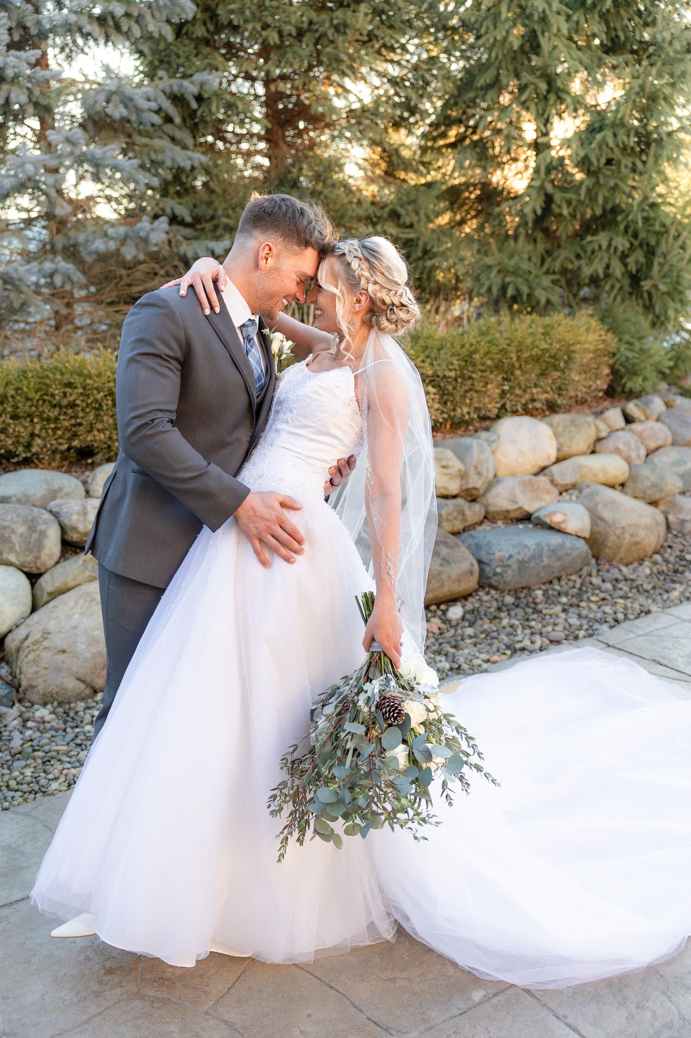 bride and groom face-to-face