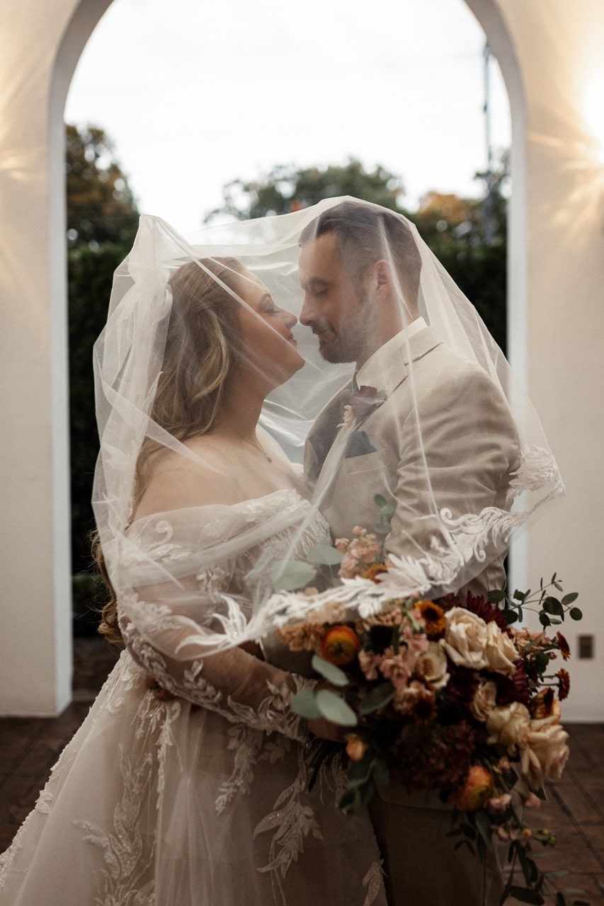 Bride and groom face-to-face